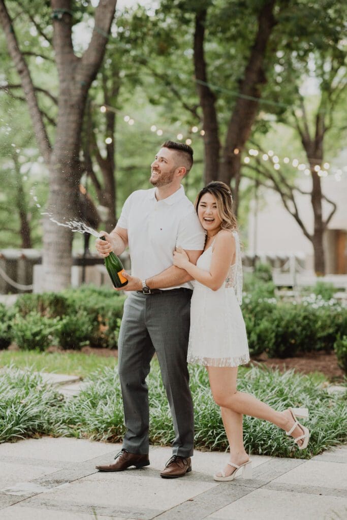 Engaged couple during their portrait session with Bushel + Peck Photo, Fort Worth wedding photographers