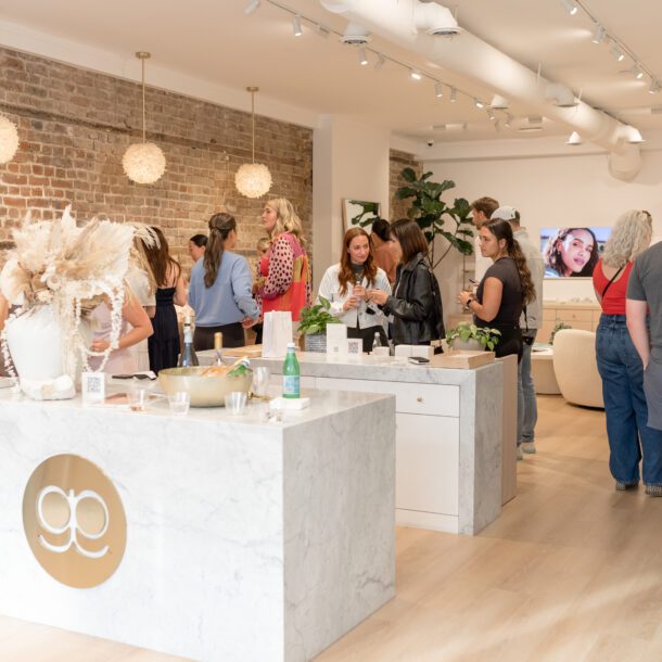 Retail store interior with customers during branding photography in Dallas