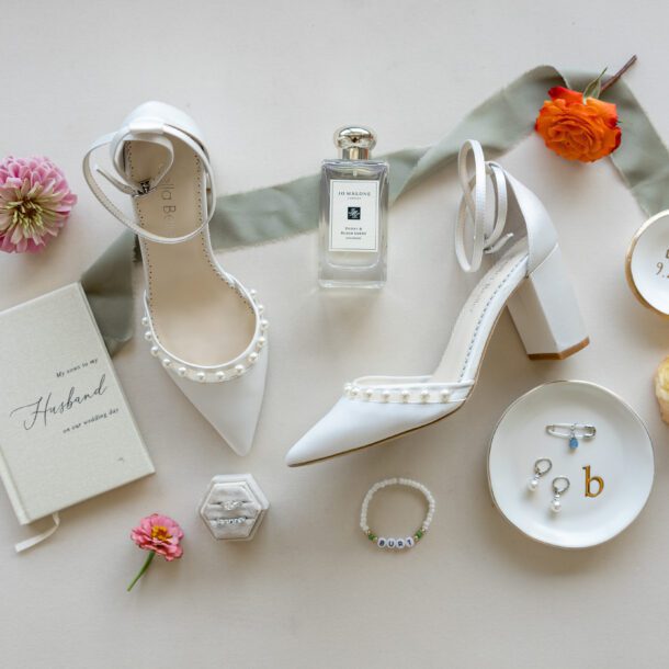 Elegant wedding day details captured for Bushel + Peck Photo's Wedding Photography Portfolio — featuring rings, bouquets, and sentimental keepsakes