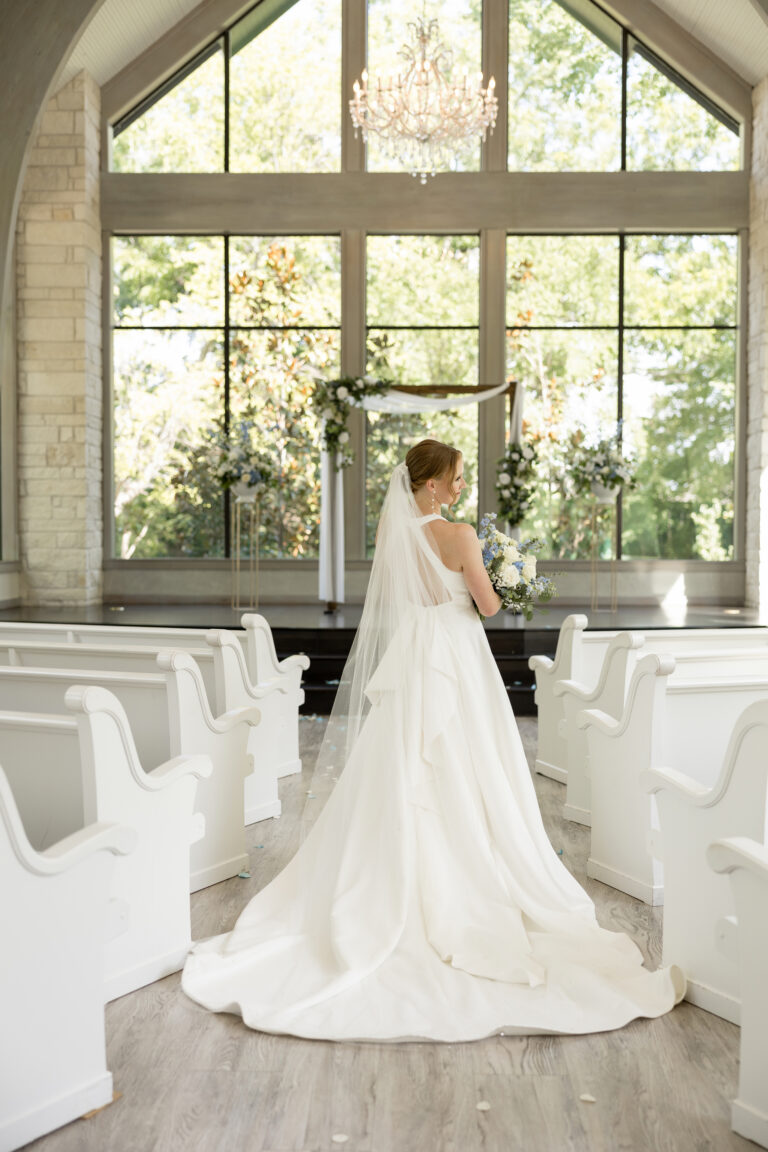 Bride portrait inside the Brighton Abbey chapel near Dallas photographed by Bushel + Peck Photo
