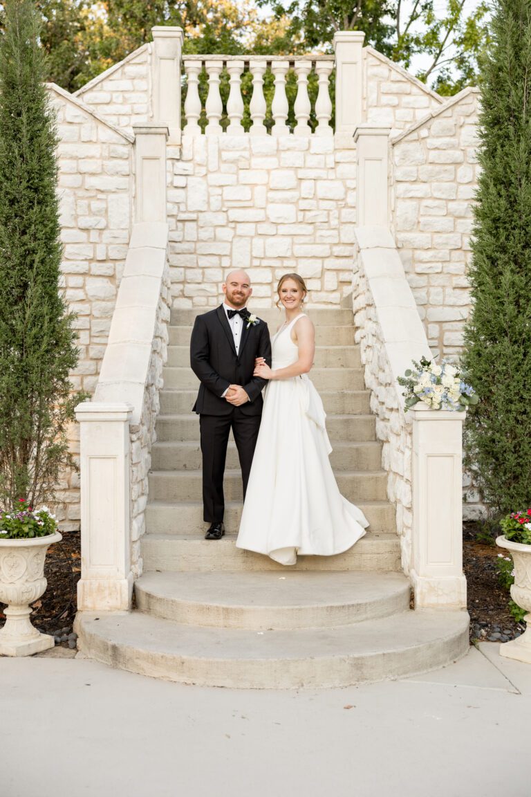 Bride and groom portrait at Brighton Abbey wedding venue near Dallas photographed by Bushel + Peck Photo