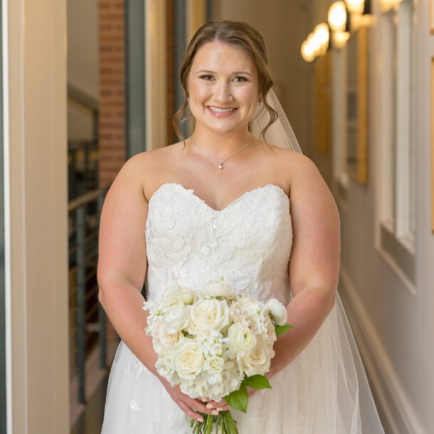 Bride with her bouquet before her wedding at Bass Performance Hall in downtown Fort Worth — Bushel + Peck Photo Fort Worth wedding photographer