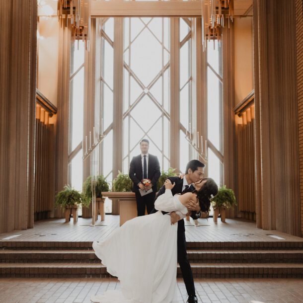 Wedding ceremony with guests inside Marty Leonard Community Chapel in Fort Worth — Bushel + Peck Photo Fort Worth wedding photographer